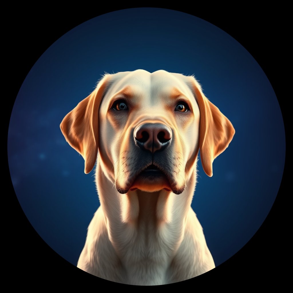 Cosmic medallion portrait of PFZ27D02_PFZ27D02, a Labrador Retriever