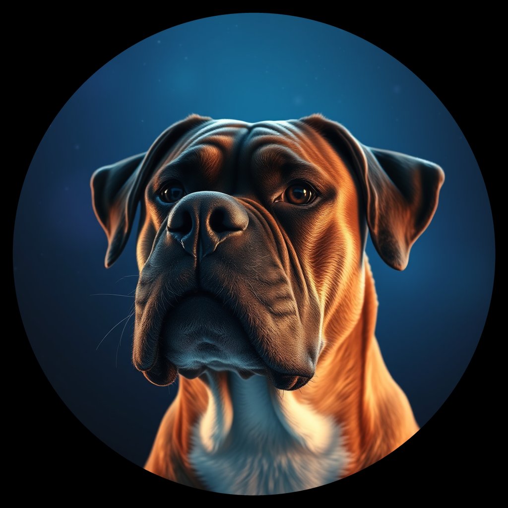 Cosmic medallion portrait of PFZ27D04_PFZ27D04, a Boxer