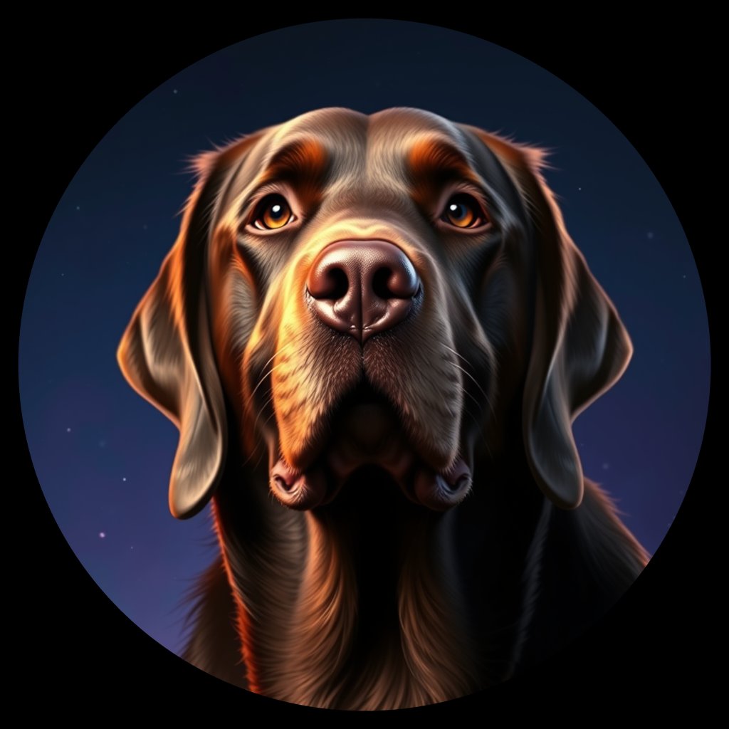 Cosmic medallion portrait of PFZ27D05_PFZ27D05, a Labrador Retriever