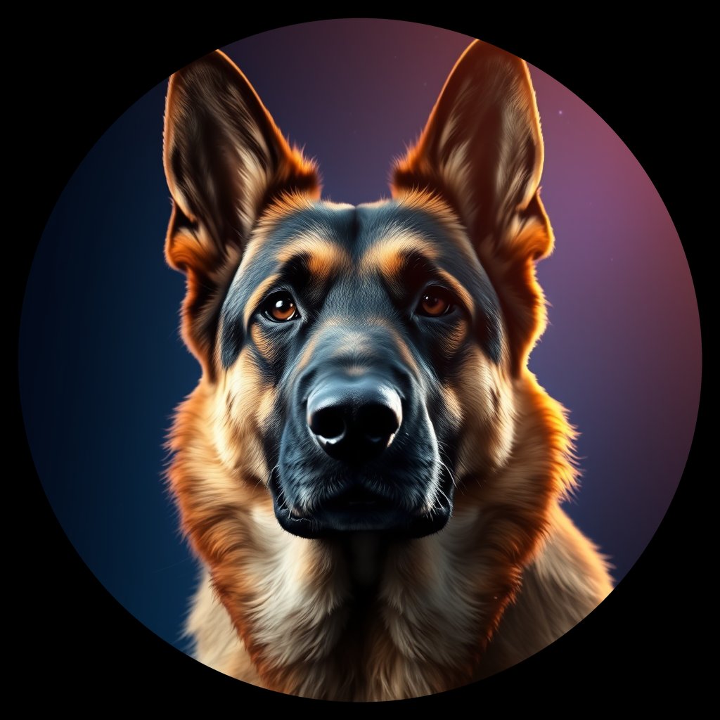 Cosmic medallion portrait of PFZ27D06_PFZ27D06, a German Shepherd