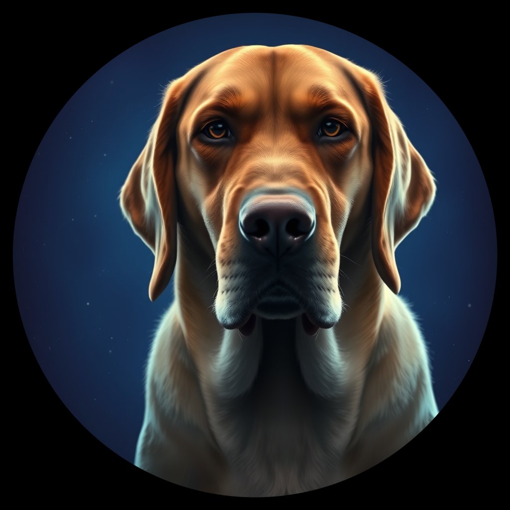 Cosmic medallion portrait of PFZ27D11_PFZ27D11, a Labrador Retriever
