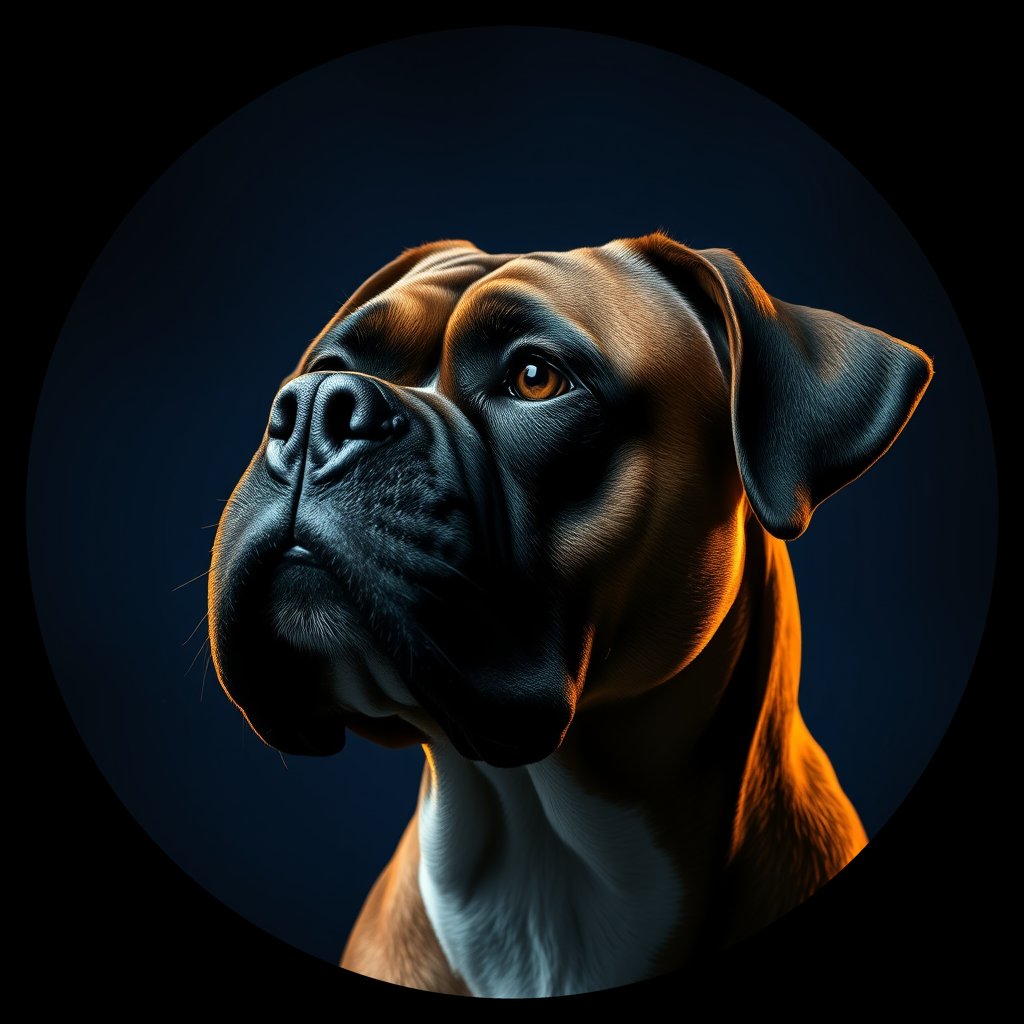 Cosmic medallion portrait of PFZ27E04_PFZ27E04, a Boxer