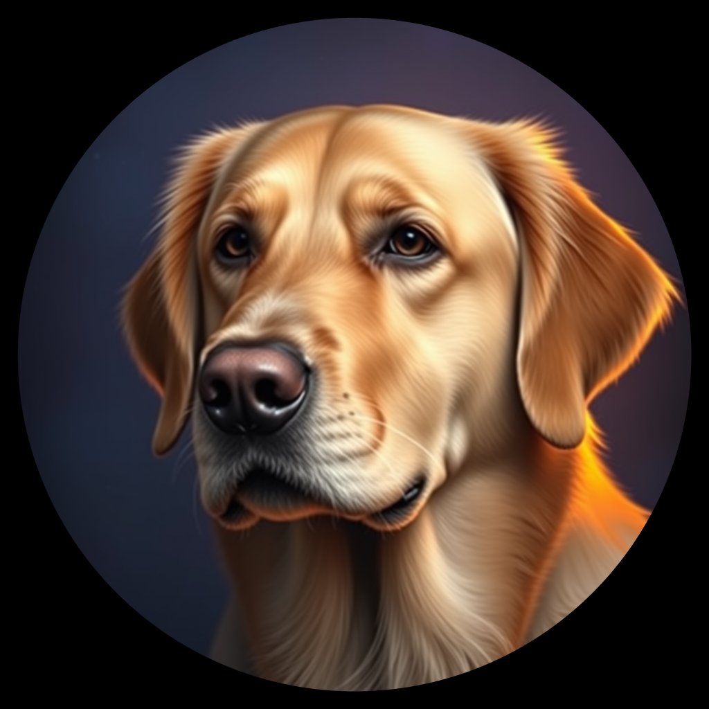 Cosmic medallion portrait of PFZ27E12_PFZ27E12, a Golden Retriever