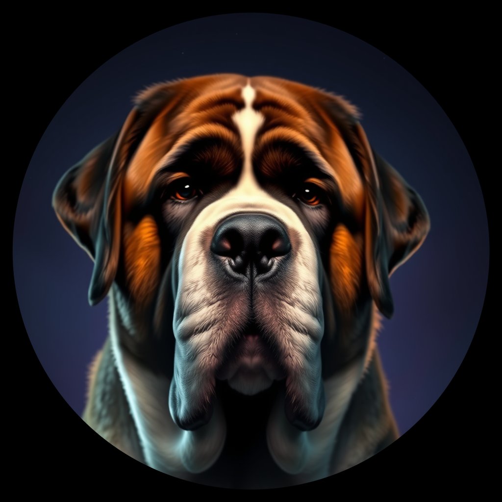 Cosmic medallion portrait of PFZ27F01_PFZ27F01, a Saint Bernard
