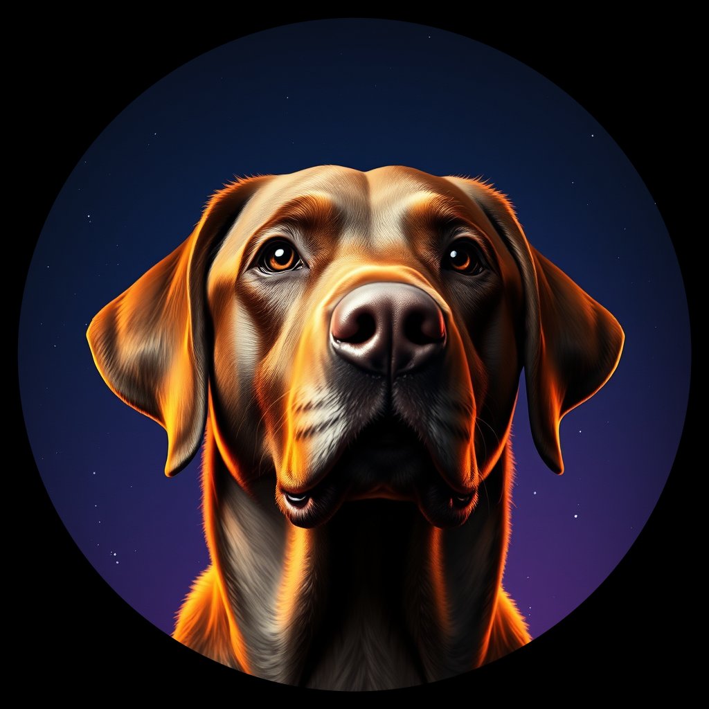 Cosmic medallion portrait of PFZ27F04_PFZ27F04, a Labrador Retriever