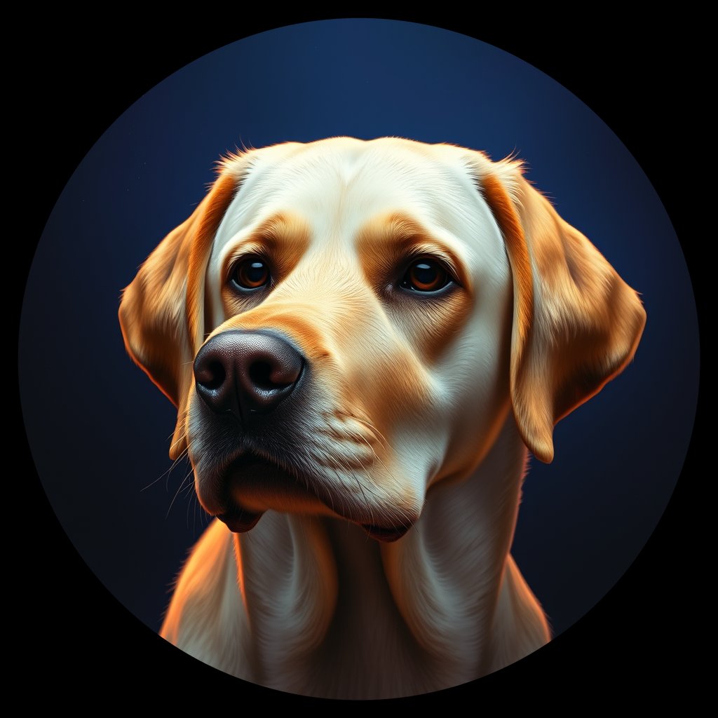 Cosmic medallion portrait of PFZ27F08_PFZ27F08, a Labrador Retriever
