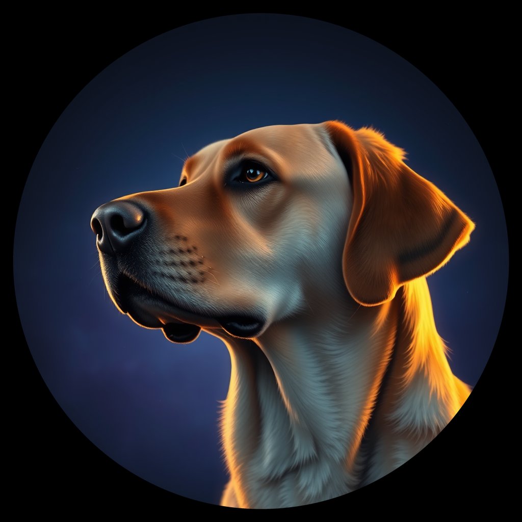 Cosmic medallion portrait of PFZ27F09_PFZ27F09, a Labrador Retriever