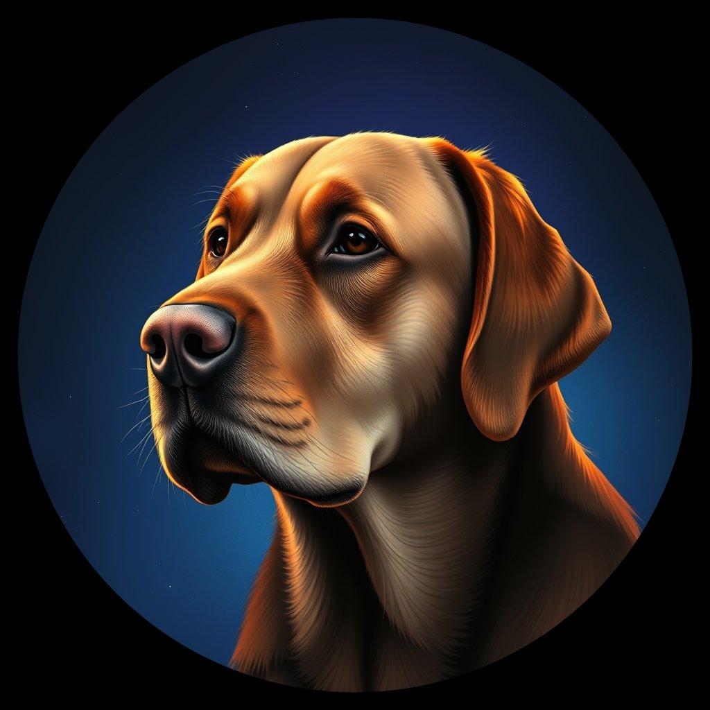 Cosmic medallion portrait of PFZ27F12_PFZ27F12, a Labrador Retriever