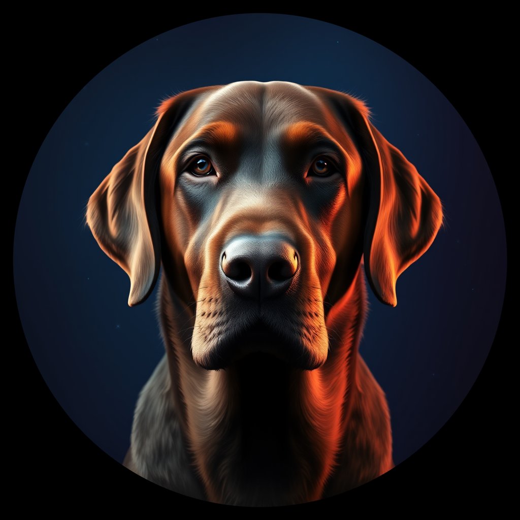Cosmic medallion portrait of PFZ27G02_PFZ27G02, a Labrador Retriever
