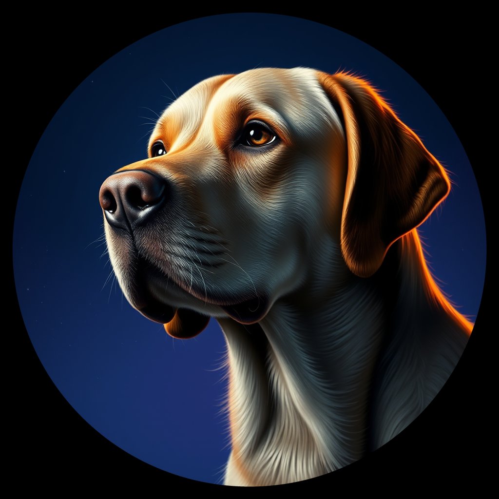 Cosmic medallion portrait of PFZ27G04_PFZ27G04, a Labrador Retriever
