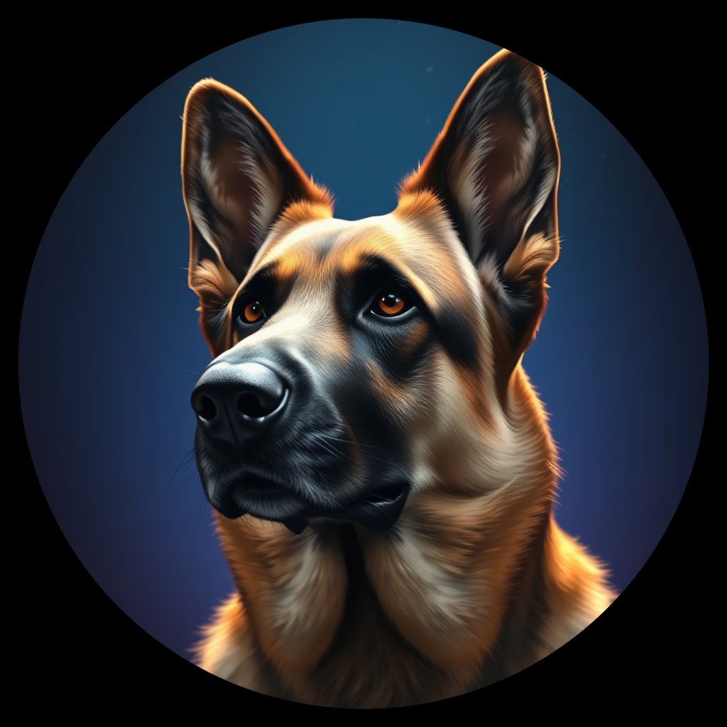Cosmic medallion portrait of PFZ27G06_PFZ27G06, a German Shepherd