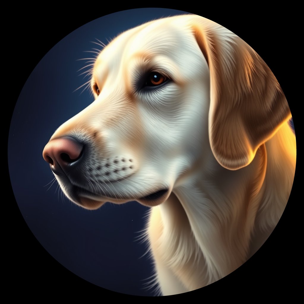 Cosmic medallion portrait of PFZ27G07_PFZ27G07, a Golden Retriever