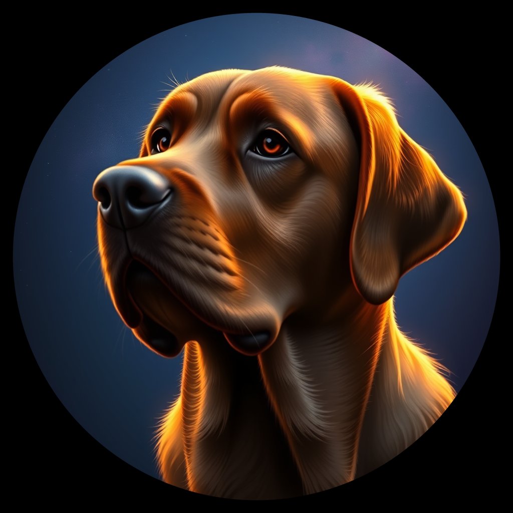 Cosmic medallion portrait of PFZ27G09_PFZ27G09, a Labrador Retriever
