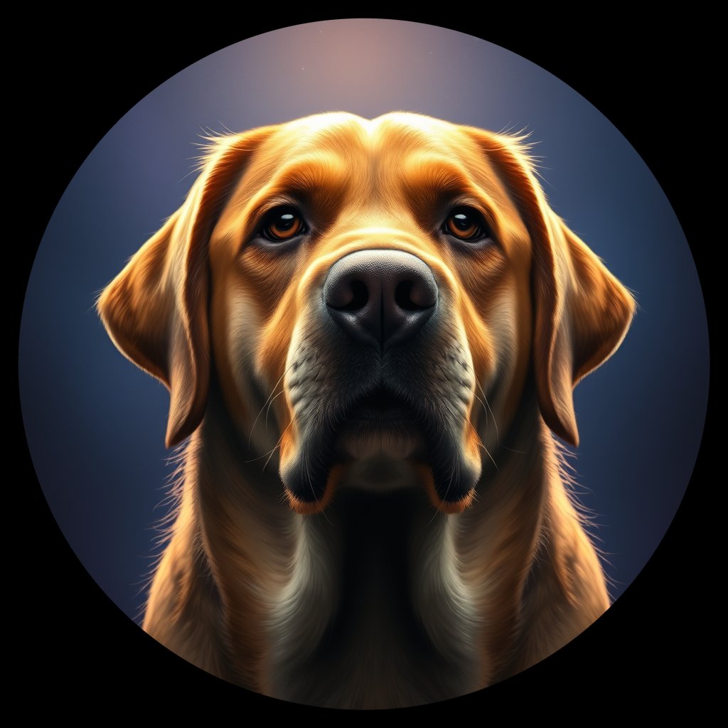 Cosmic medallion portrait of PFZ27G11_PFZ27G11, a Labrador Retriever
