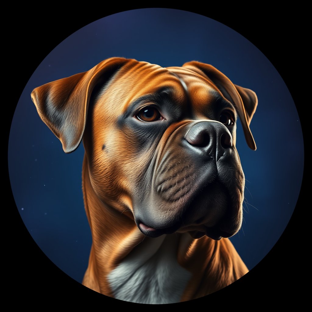 Cosmic medallion portrait of PFZ27H04_PFZ27H04, a Boxer