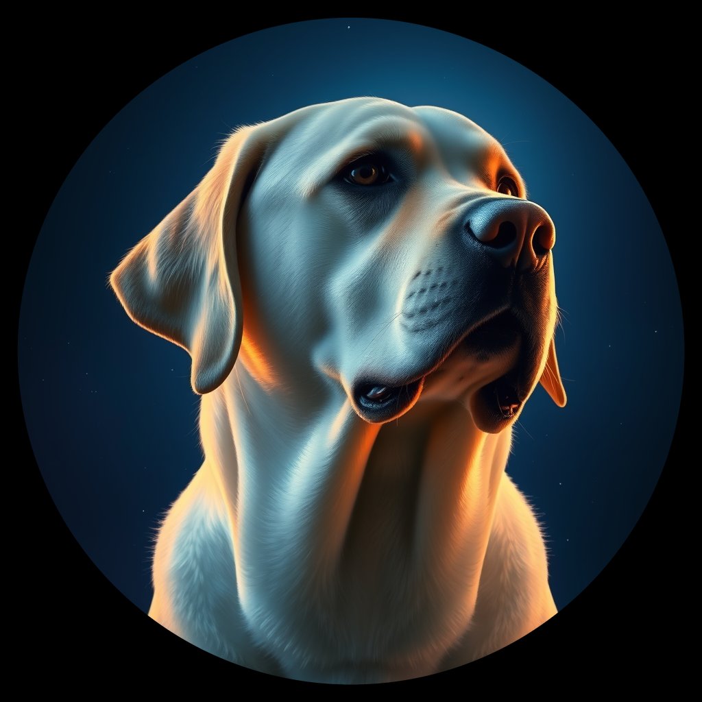 Cosmic medallion portrait of PFZ27H05_PFZ27H05, a Labrador Retriever