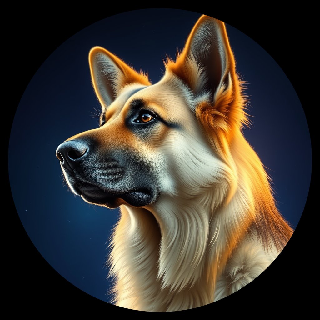Cosmic medallion portrait of PFZ27H06_PFZ27H06, a German Shepherd