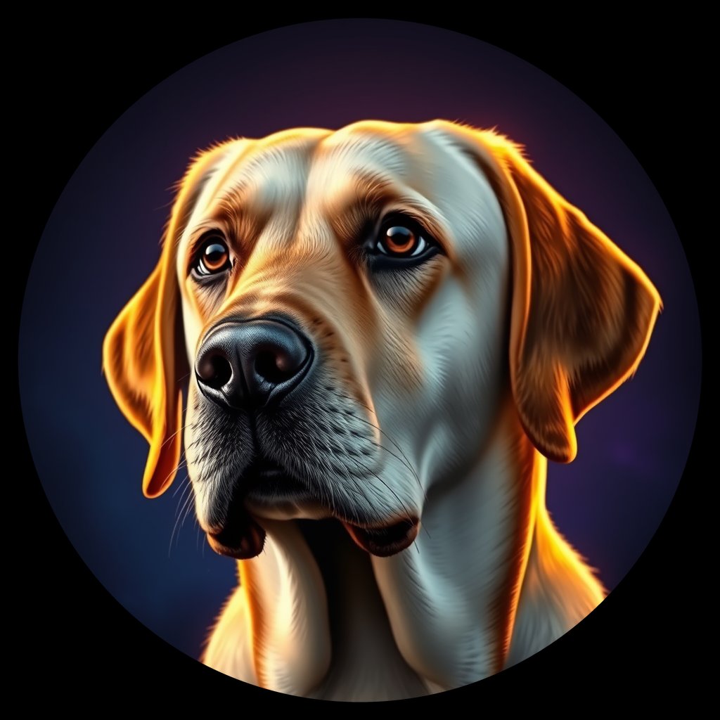 Cosmic medallion portrait of PFZ27H08_PFZ27H08, a Labrador Retriever