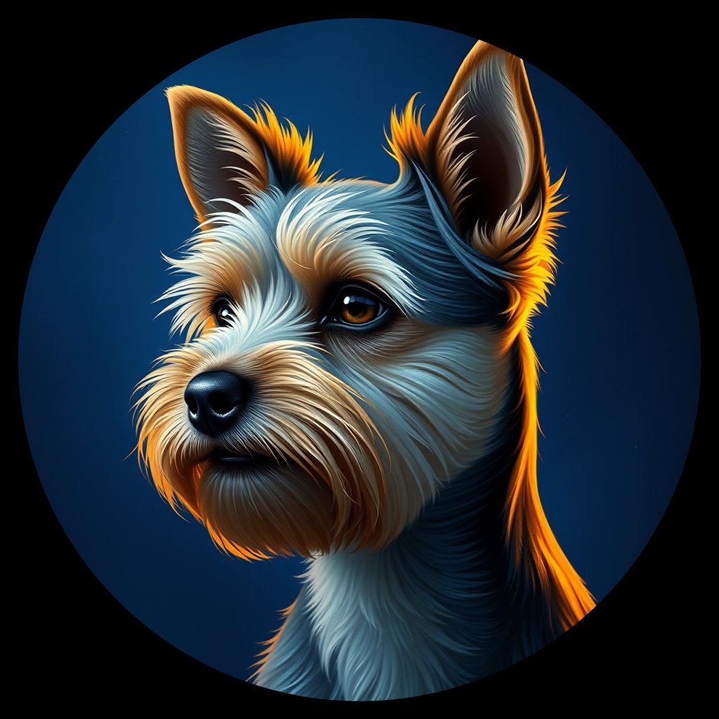 Cosmic medallion portrait of PFZ28A07_PFZ28A07, a Yorkshire Terrier