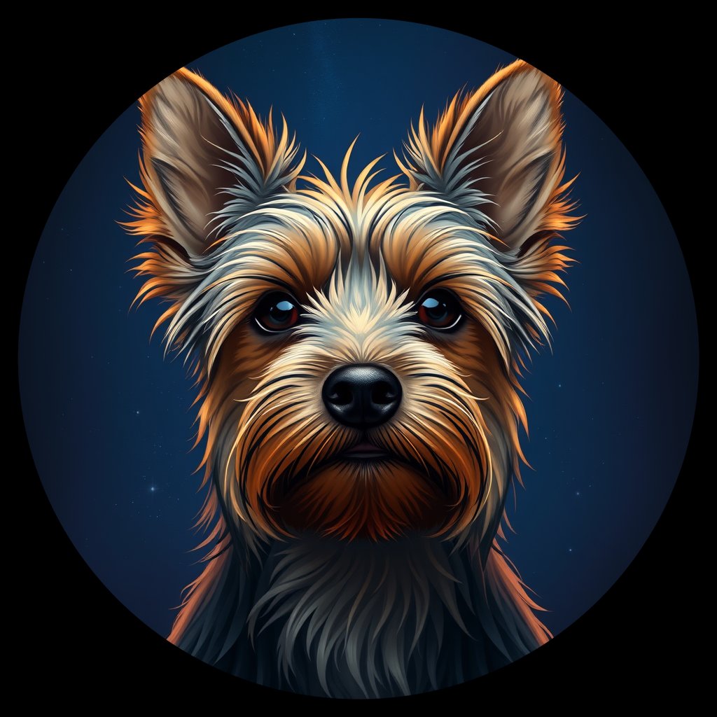 Cosmic medallion portrait of PFZ28A08_PFZ28A08, a Yorkshire Terrier