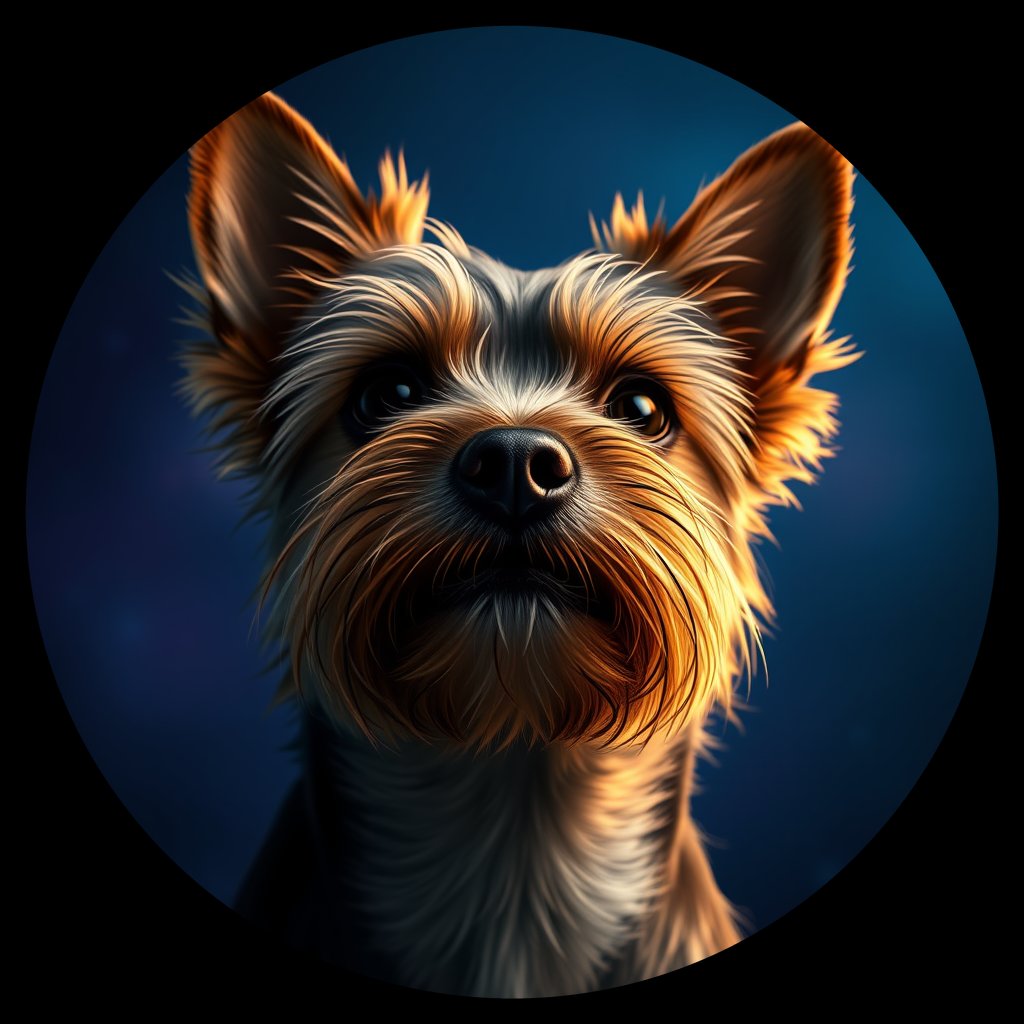 Cosmic medallion portrait of PFZ28A09_PFZ28A09, a Yorkshire Terrier