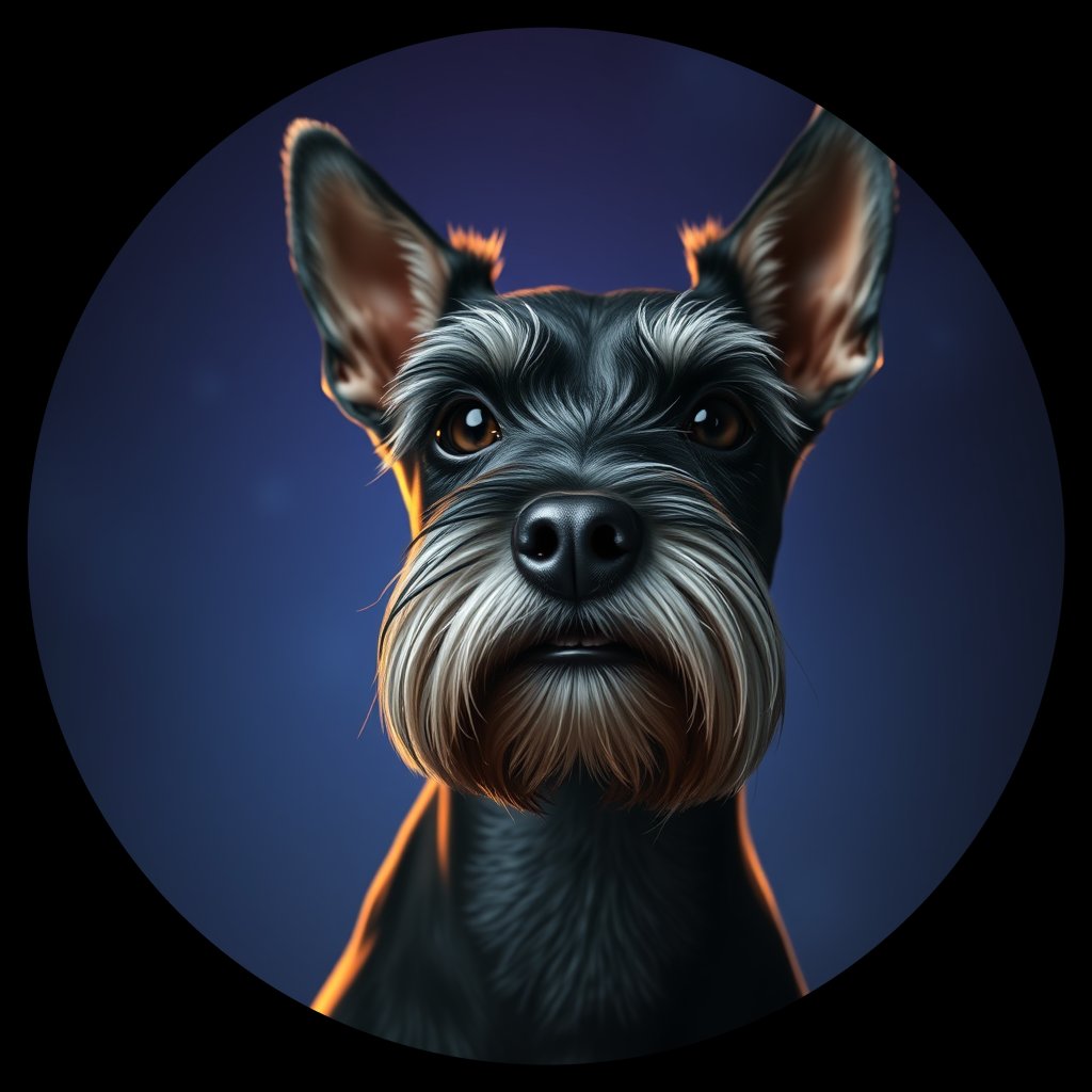 Cosmic medallion portrait of PFZ28A12_PFZ28A12, a Miniature Schnauzer