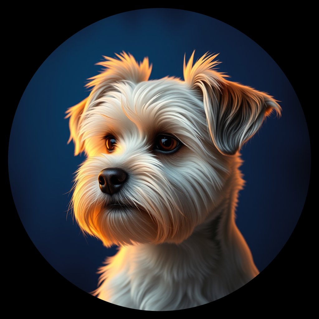Cosmic medallion portrait of PFZ28B04_PFZ28B04, a Havanese
