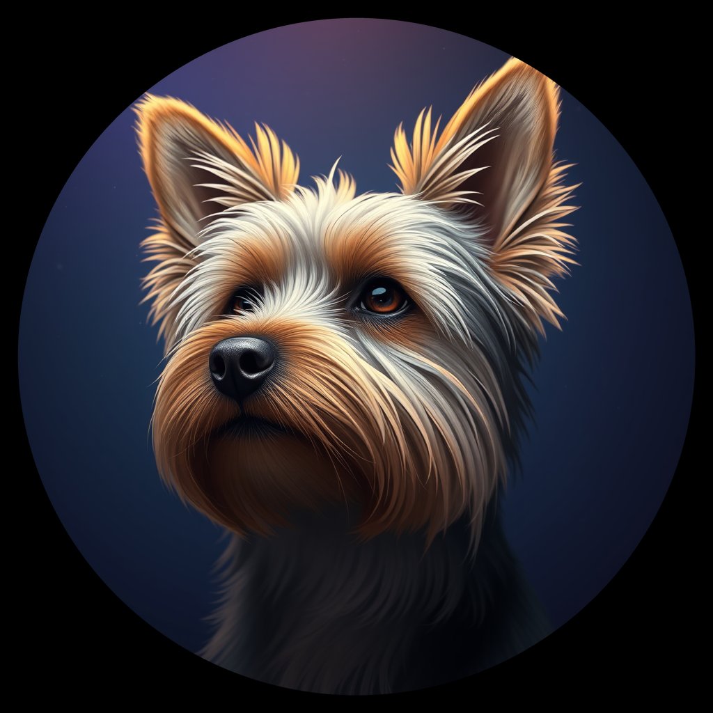 Cosmic medallion portrait of PFZ28B05_PFZ28B05, a Yorkshire Terrier