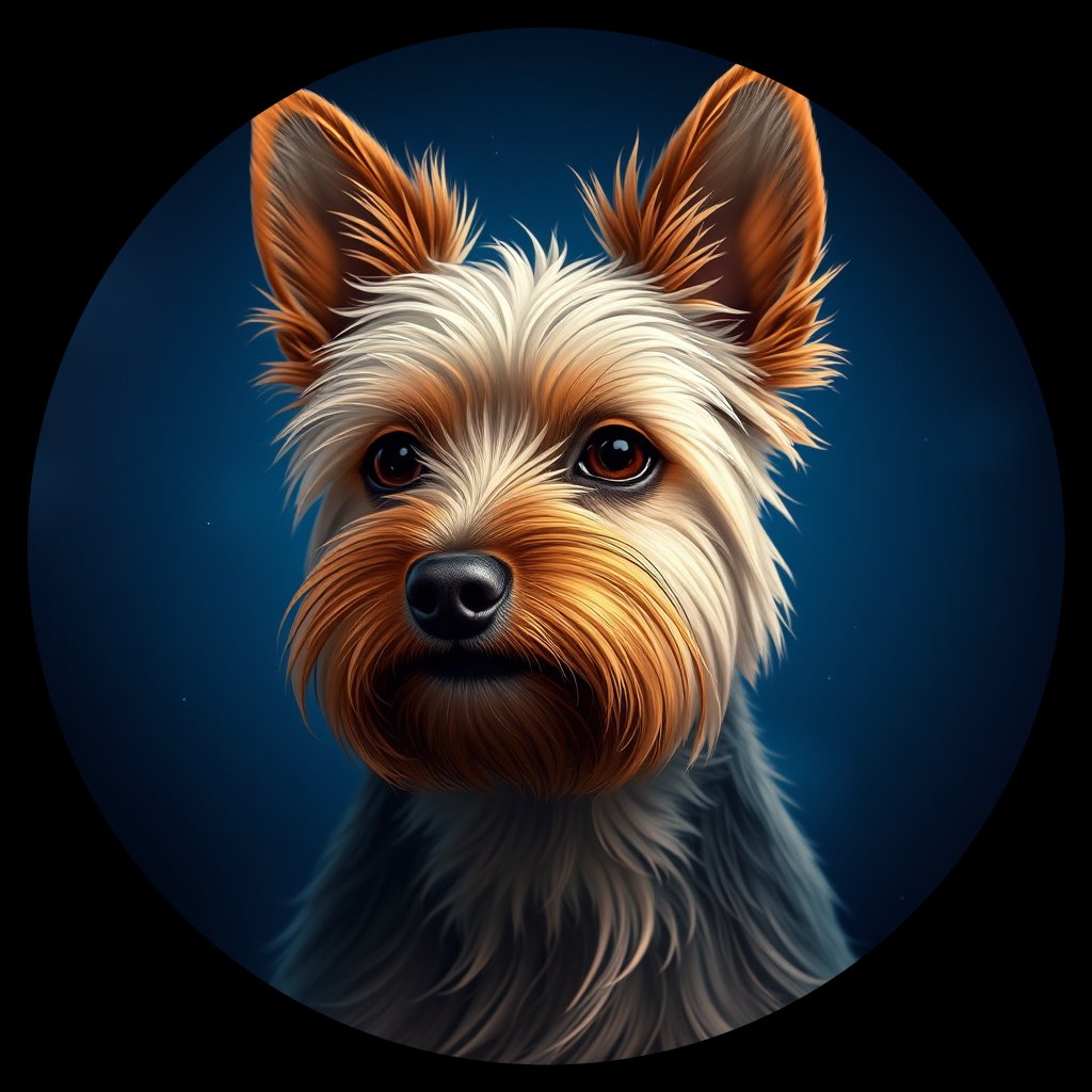 Cosmic medallion portrait of PFZ28B06_PFZ28B06, a Yorkshire Terrier