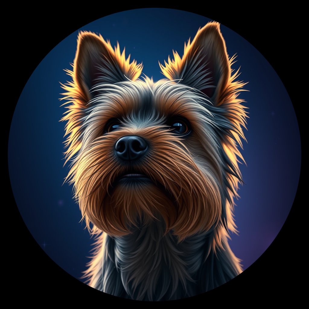 Cosmic medallion portrait of PFZ28B07_PFZ28B07, a Yorkshire Terrier