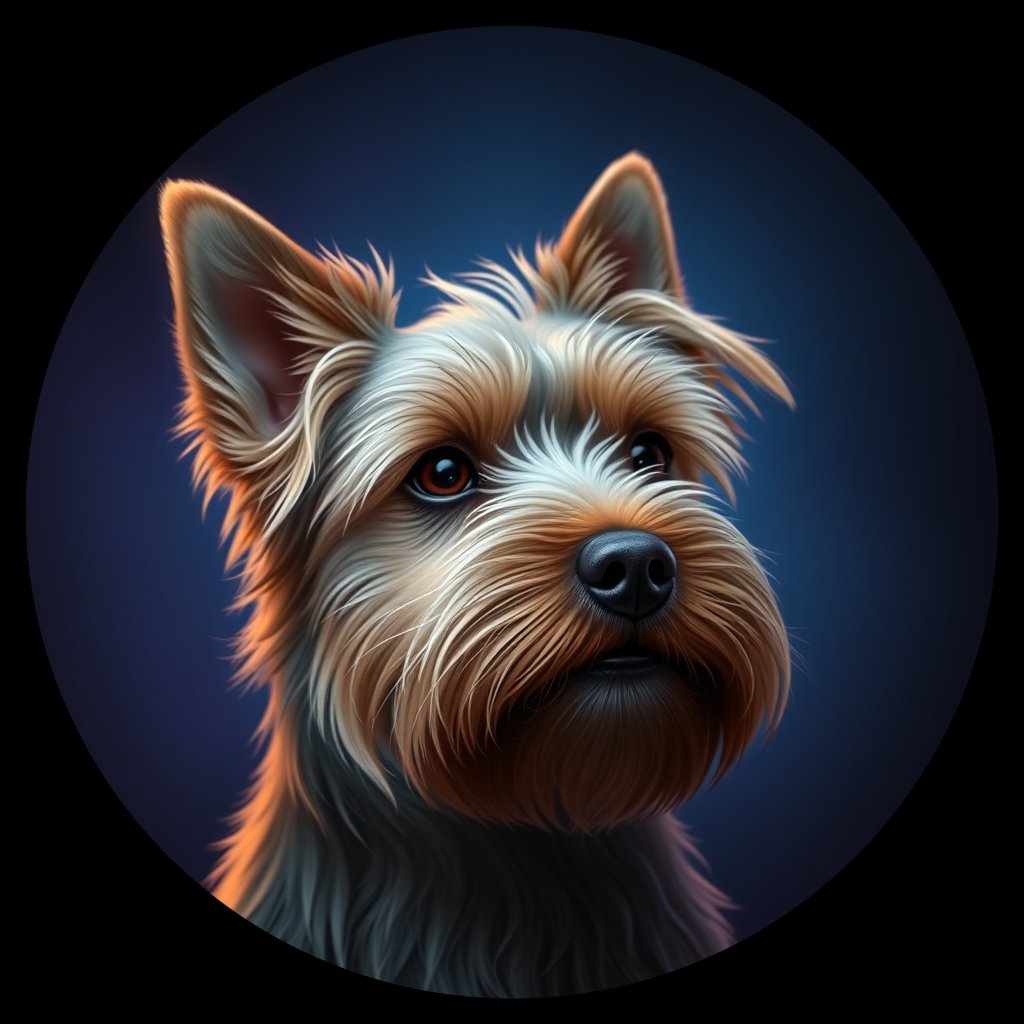 Cosmic medallion portrait of PFZ28B10_PFZ28B10, a Norfolk Terrier