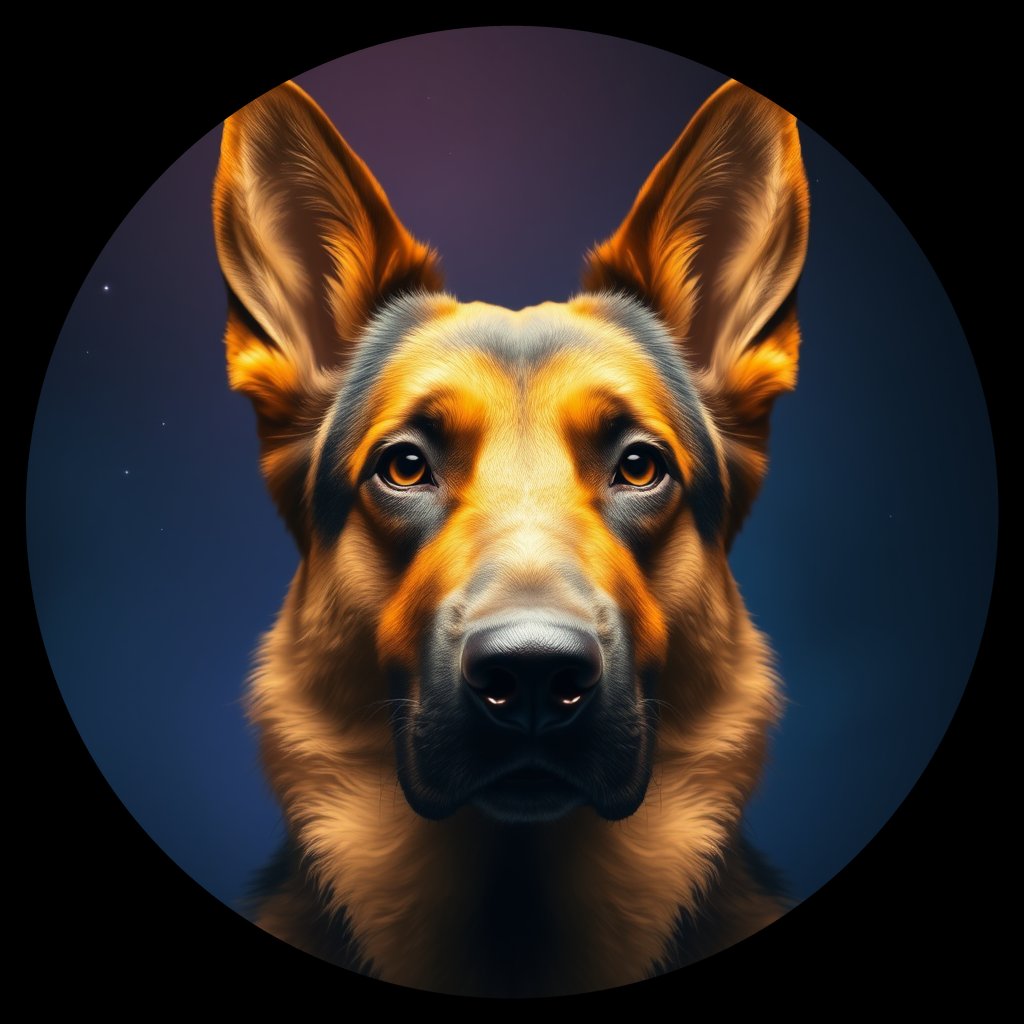 Cosmic medallion portrait of PFZ28C03_PFZ28C03, a German Shepherd