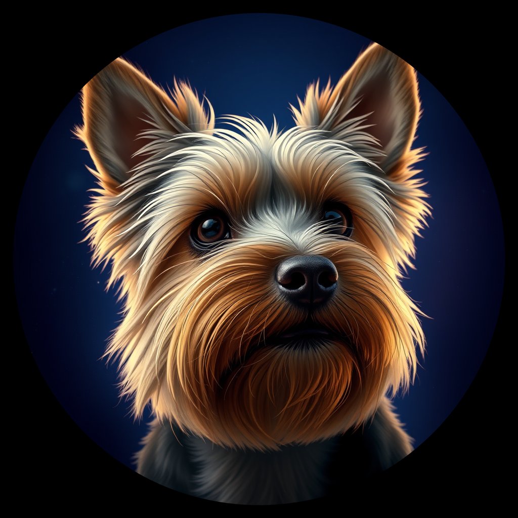 Cosmic medallion portrait of PFZ28C05_PFZ28C05, a Yorkshire Terrier