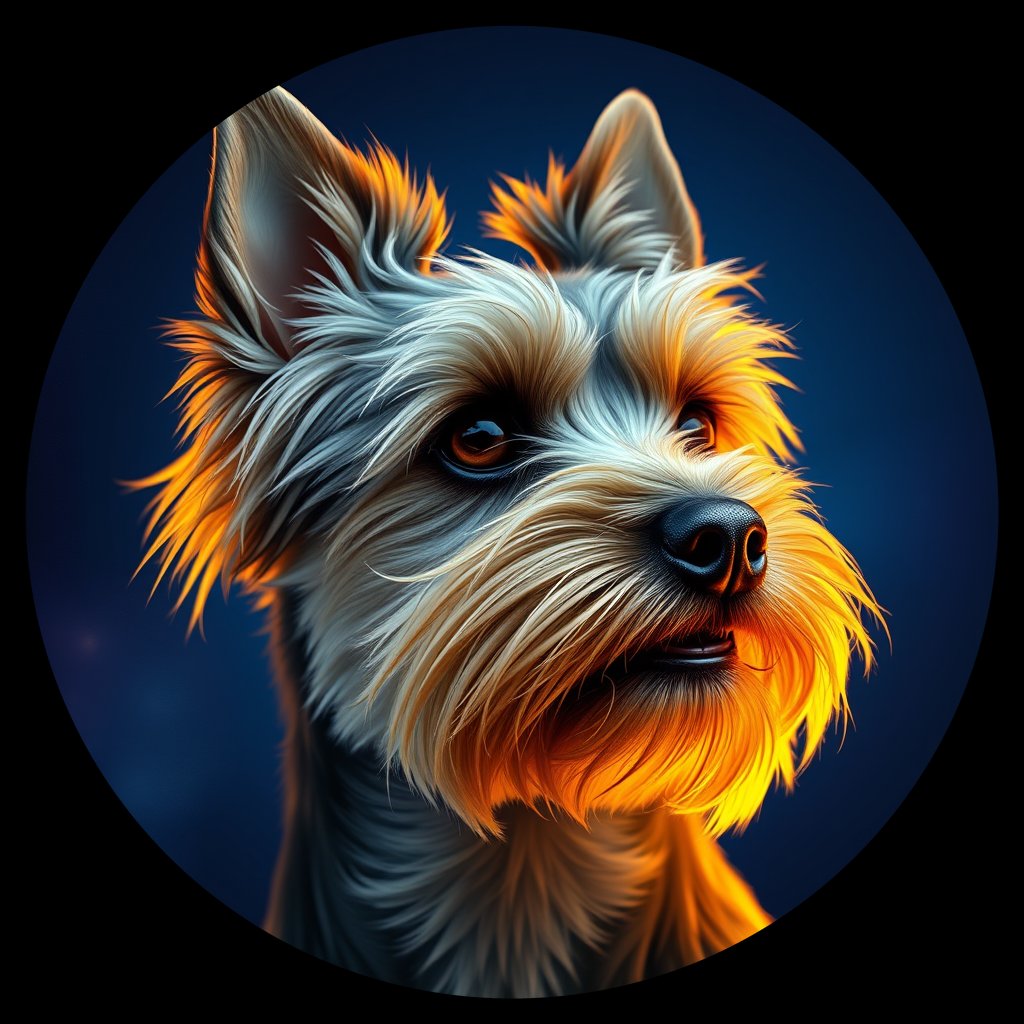 Cosmic medallion portrait of PFZ28C06_PFZ28C06, a Yorkshire Terrier