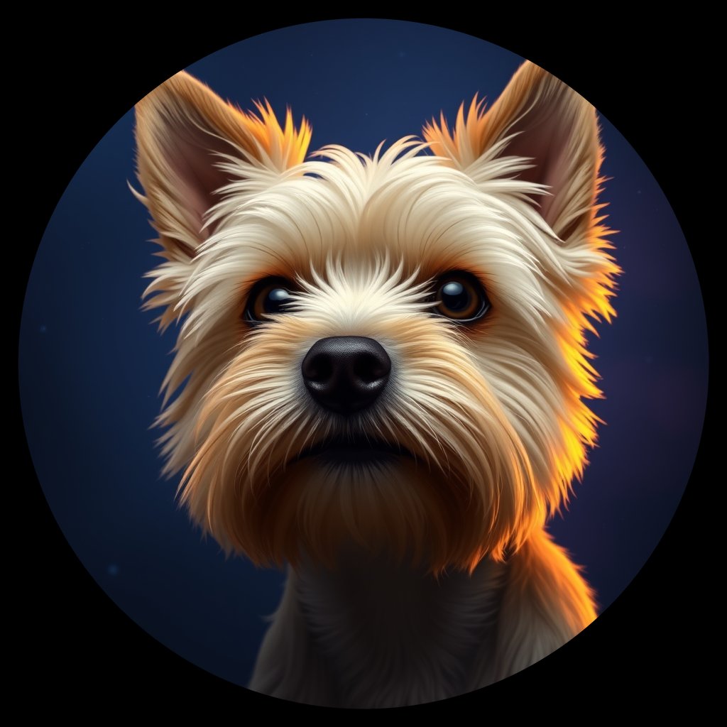 Cosmic medallion portrait of PFZ28C07_PFZ28C07, a Yorkshire Terrier