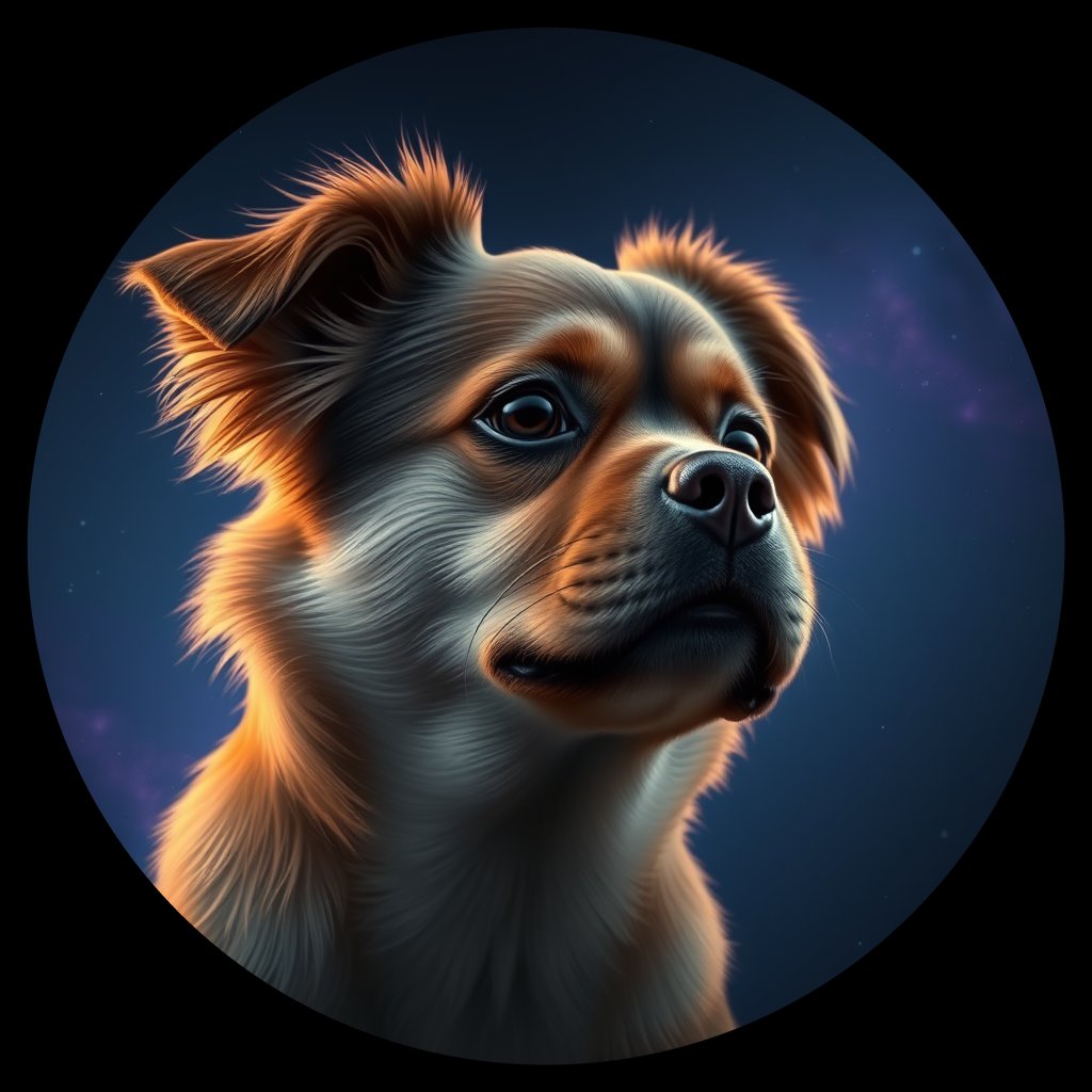 Cosmic medallion portrait of PFZ28C09_PFZ28C09, a Tibetan Spaniel