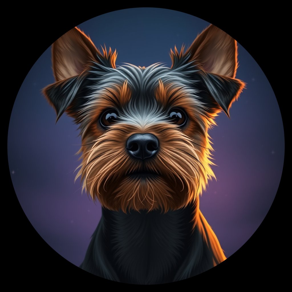 Cosmic medallion portrait of PFZ28C10_PFZ28C10, a Norfolk Terrier