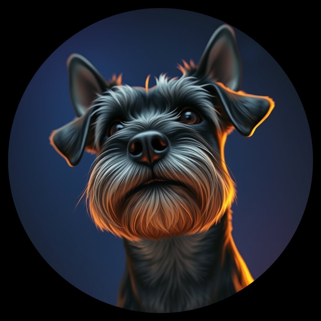Cosmic medallion portrait of PFZ28C12_PFZ28C12, a Miniature Schnauzer