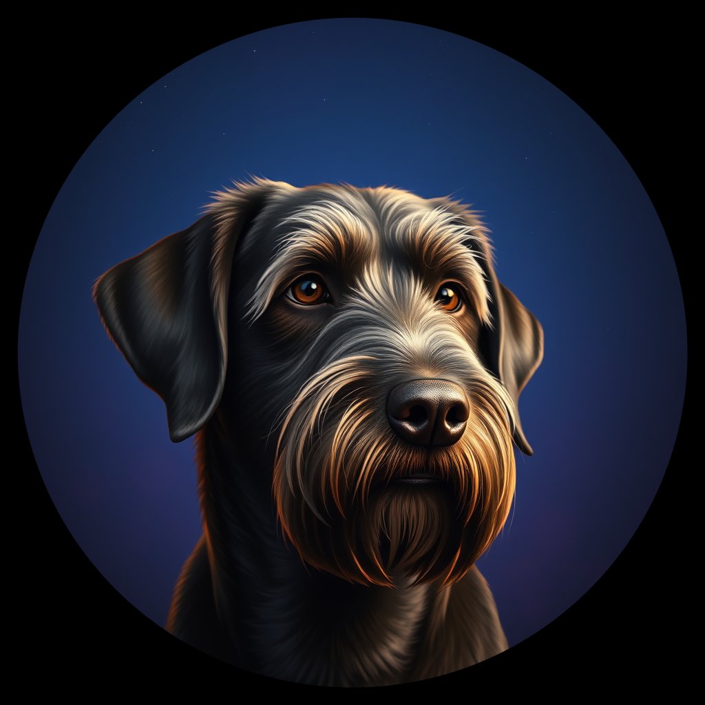Cosmic medallion portrait of PFZ28D02_PFZ28D02, a Portuguese Water Dog