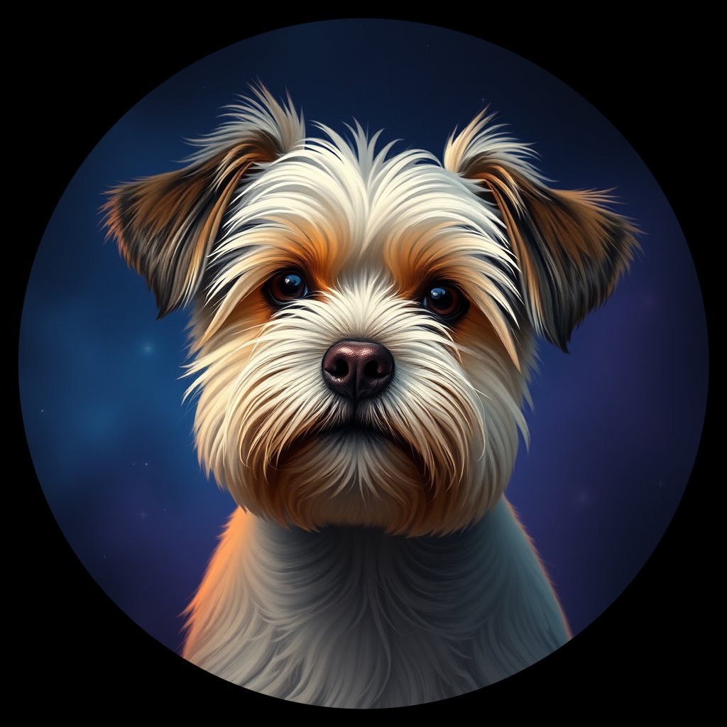 Cosmic medallion portrait of PFZ28D04_PFZ28D04, a Havanese