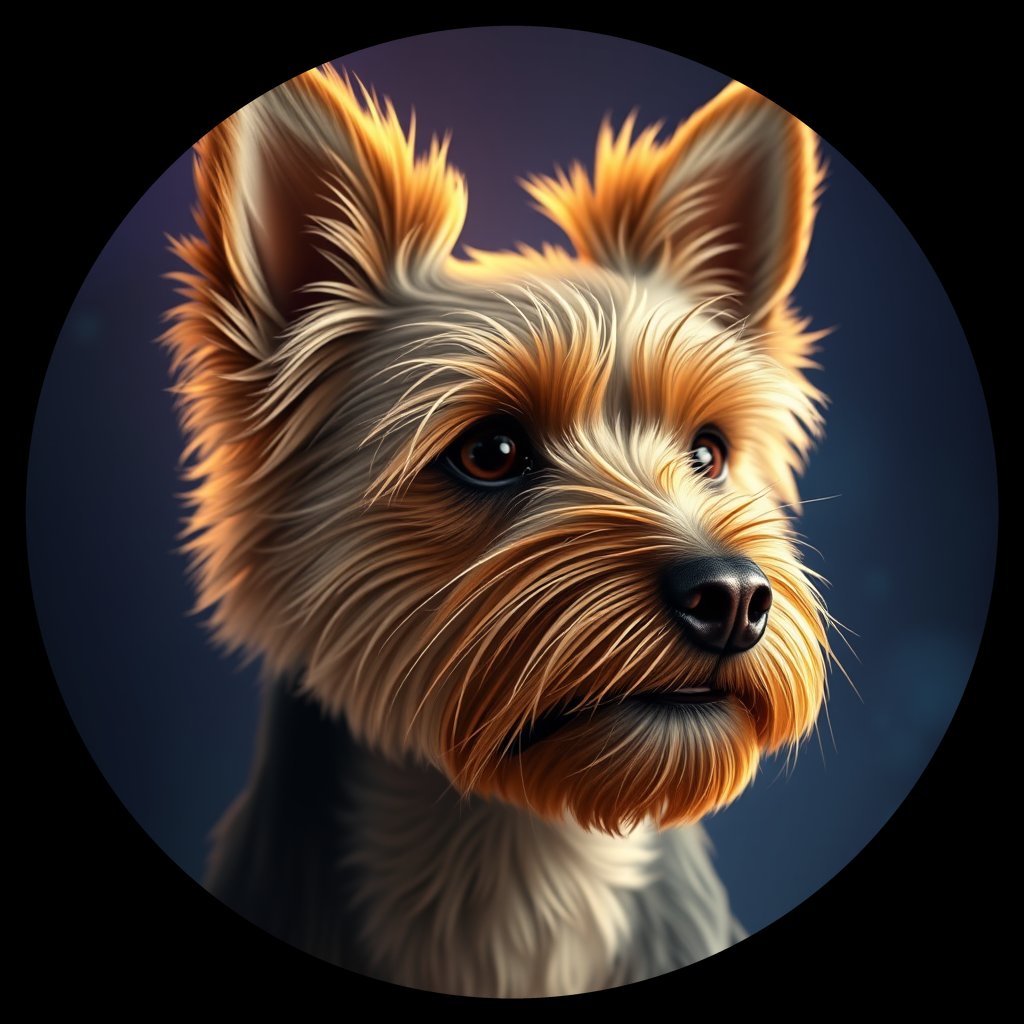 Cosmic medallion portrait of PFZ28D06_PFZ28D06, a Yorkshire Terrier