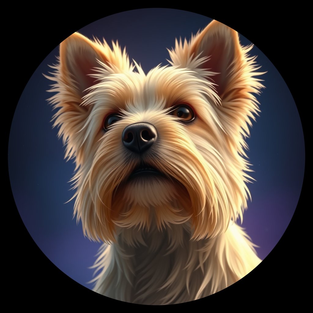 Cosmic medallion portrait of PFZ28D07_PFZ28D07, a Yorkshire Terrier