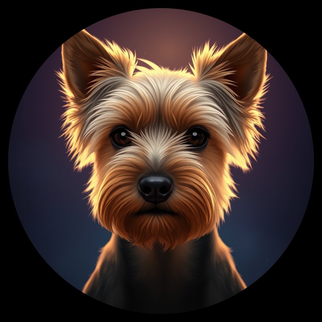 Cosmic medallion portrait of PFZ28D08_PFZ28D08, a Yorkshire Terrier