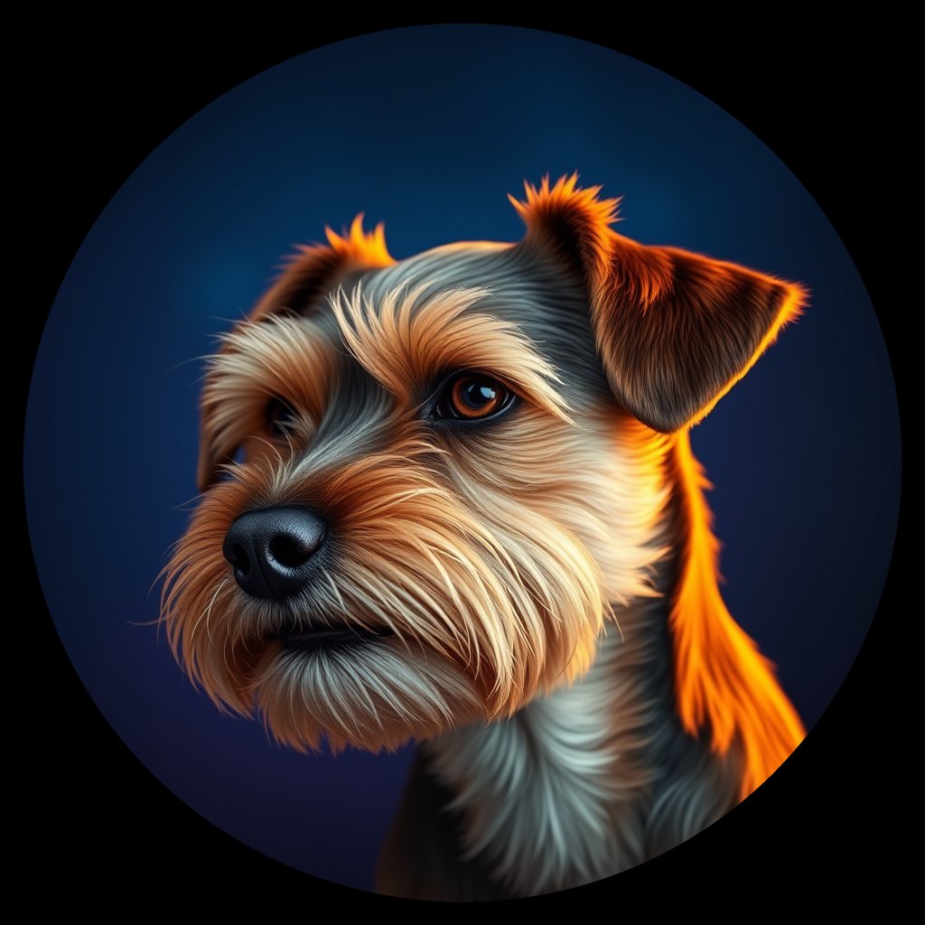 Cosmic medallion portrait of PFZ28D10_PFZ28D10, a Norfolk Terrier