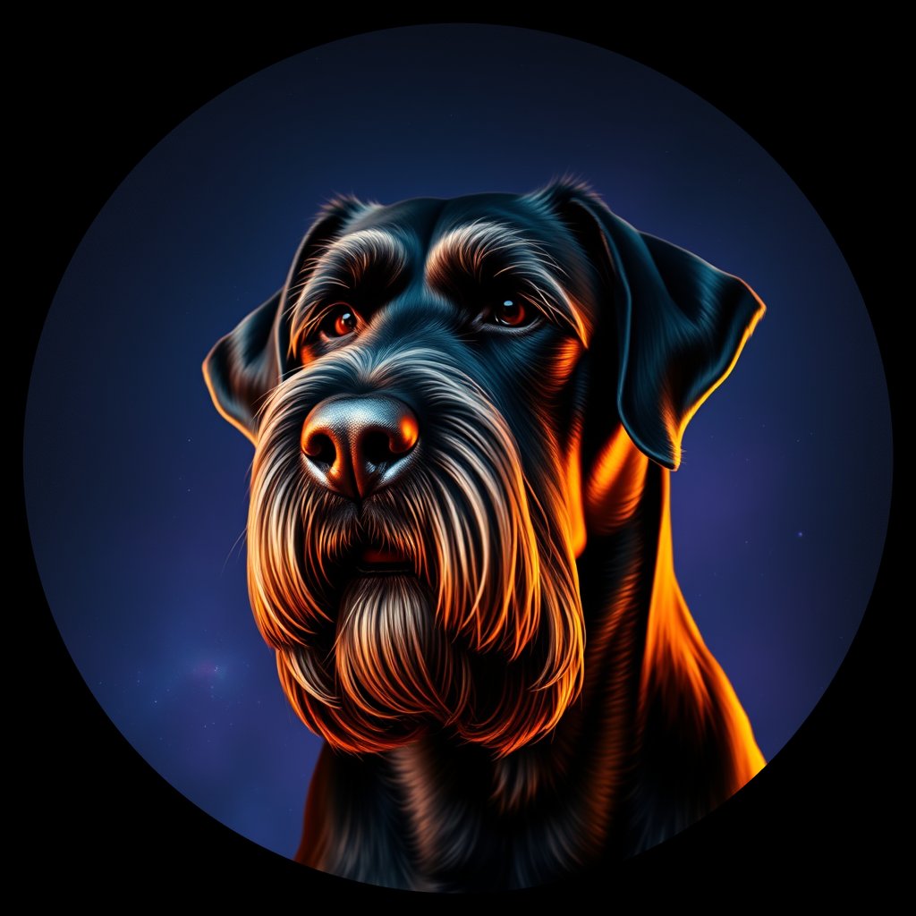 Cosmic medallion portrait of PFZ28E02_PFZ28E02, a Portuguese Water Dog