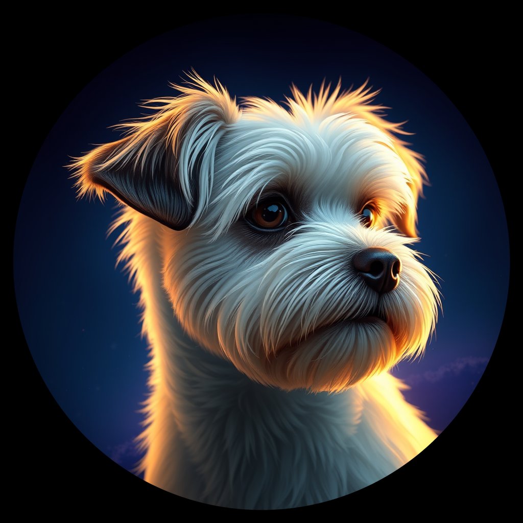 Cosmic medallion portrait of PFZ28E03_PFZ28E03, a Havanese