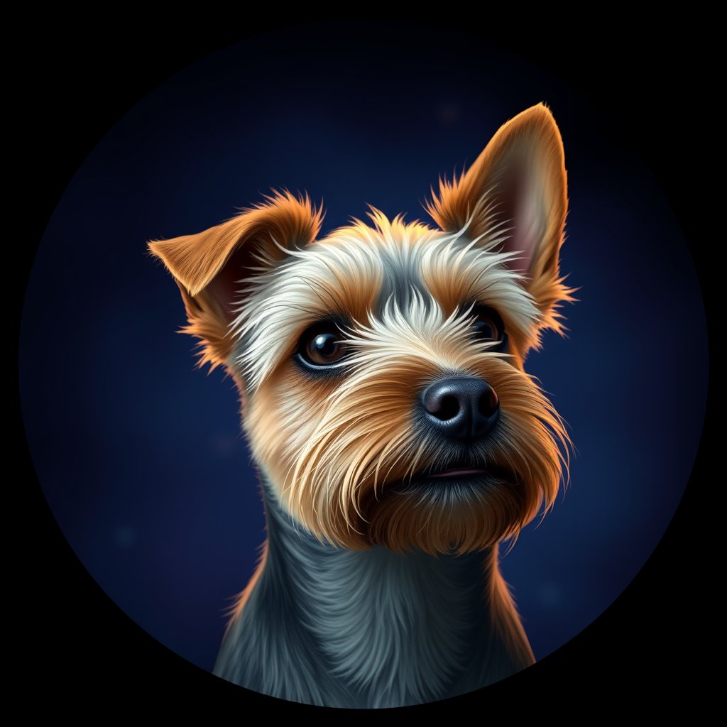 Cosmic medallion portrait of PFZ28E06_PFZ28E06, a Yorkshire Terrier