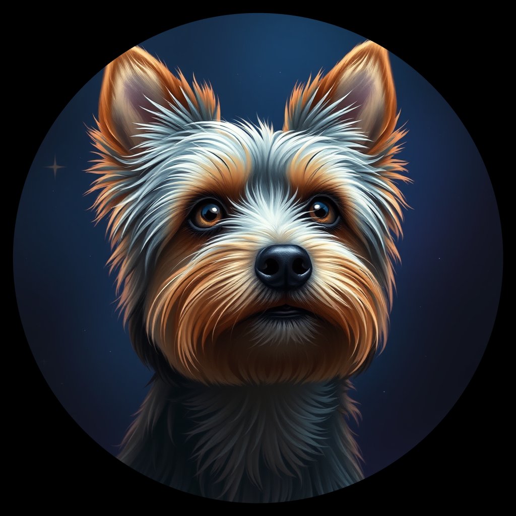 Cosmic medallion portrait of PFZ28E07_PFZ28E07, a Yorkshire Terrier