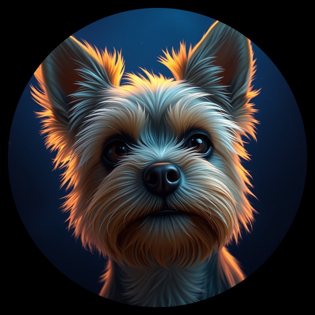 Cosmic medallion portrait of PFZ28E08_PFZ28E08, a Yorkshire Terrier