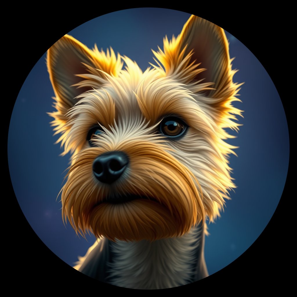 Cosmic medallion portrait of PFZ28F04_PFZ28F04, a Yorkshire Terrier